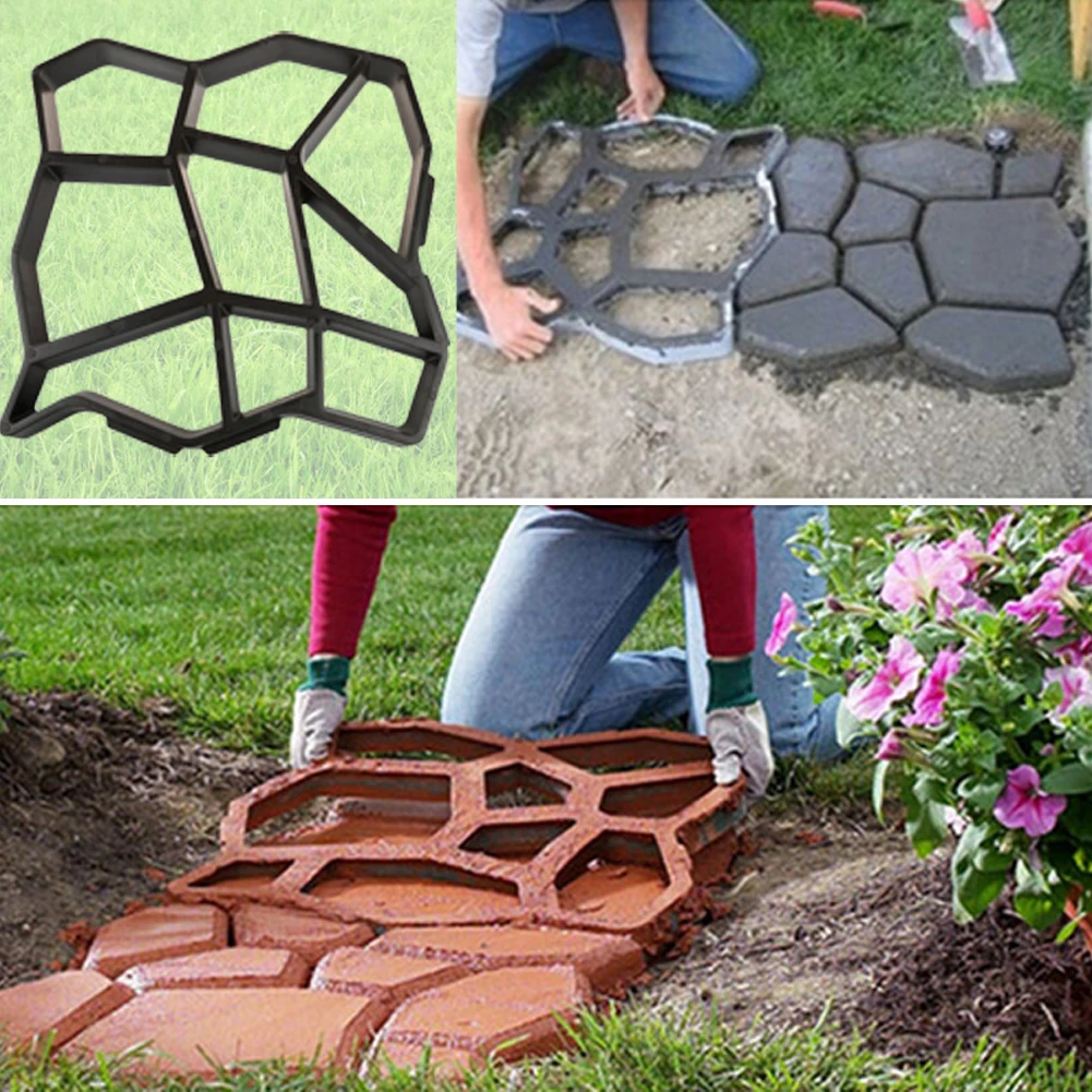 

43.5*43.5cm plastic path maker mold manually paving cement brick stone road DIY mold concrete molds tool for garden