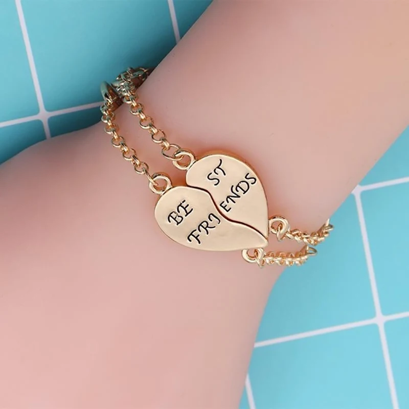 

Charm 2 Pcs/Set Best Friends Bracelets For Women Girls Puzzle Heart Bangles Gold Silver Friendship Forever Bff Jewelry Gift 2019