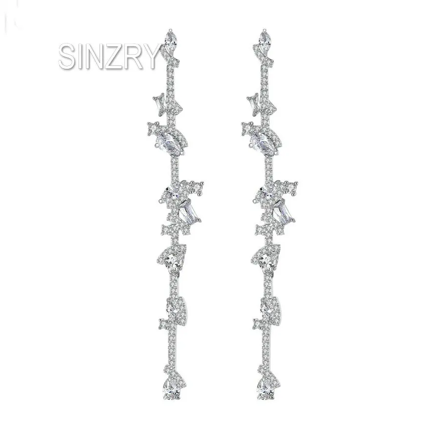 SINZRY/летние ювелирные изделия, серьги-гвоздики геометрической формы с фианитом, модные блестящие серьги ручной работы для женщин
