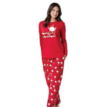 

Fashsiualy Two Piece Women Suit Mom Santa Claus Tops Blouse With Pants Family Pajamas Sleepwear Christmas Sets conjunto feminino