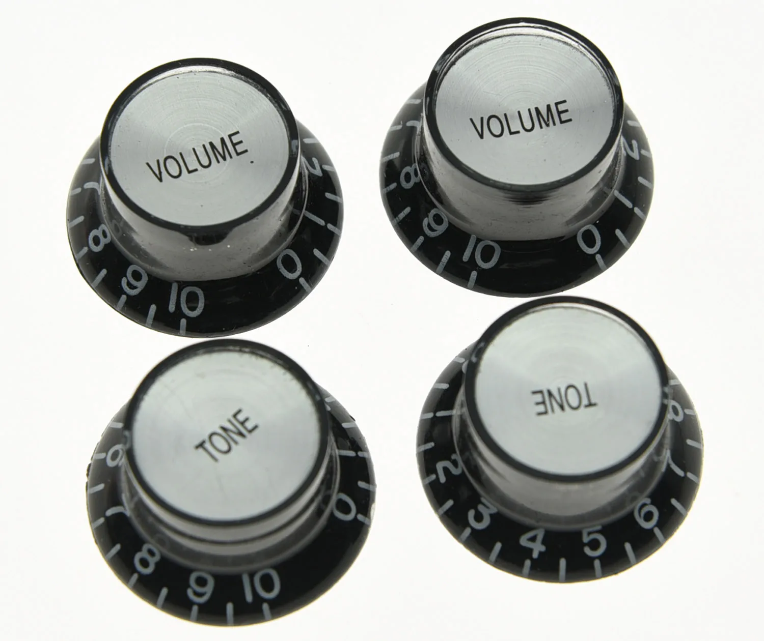 Black W/ Silver Reflector Knobs Top Hat Guitar Knobs Fits LP SGin
