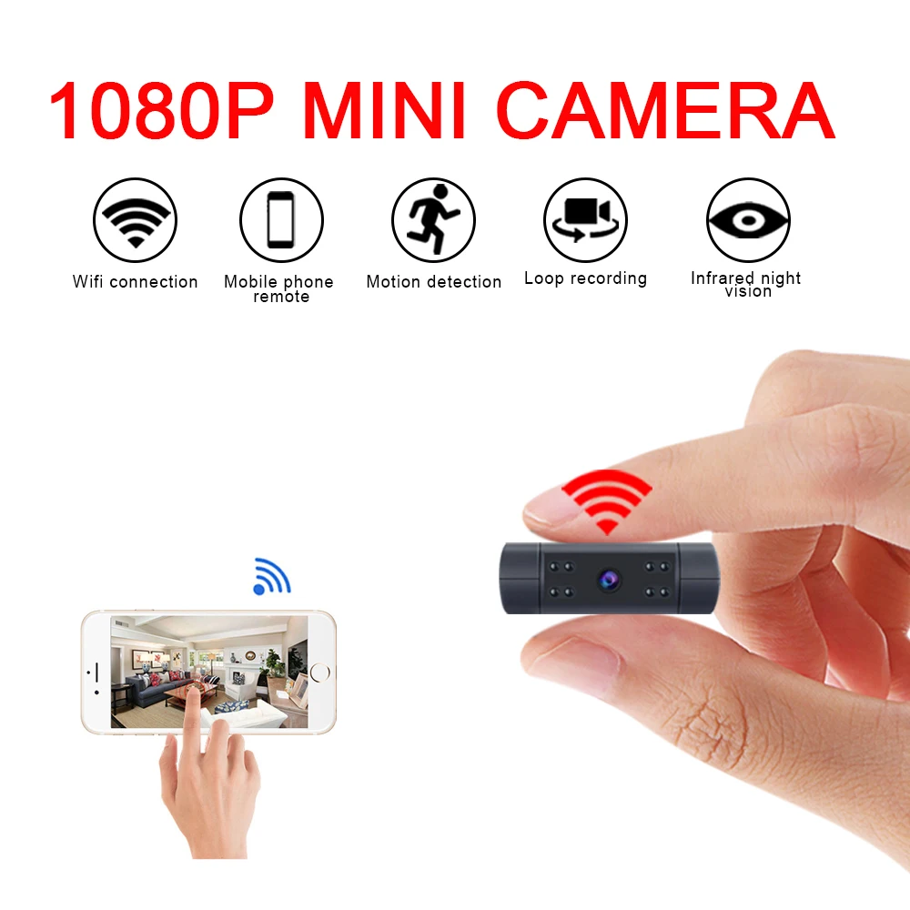 HD 1080P Беспроводная мини-камера с Wifi подключением, мини-камера с инфракрасным ночным видением, с монитором, с детектором, мини-видеокамера, секретная Wifi камера