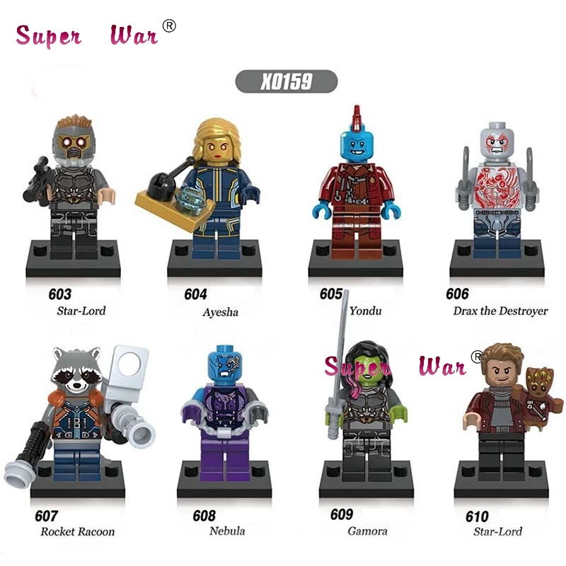 10Set-X0159 10 компл. Marvel Comics Series 11 Guardians of the Galaxy Lord Gamora Rocket Yondu Nebula блоки игрушки Модель Кирпичи для детей - Цвет: 10Set-X0159