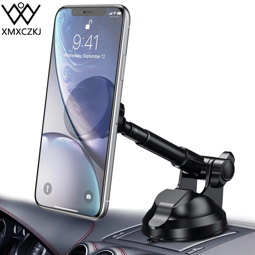 XMXCZKJ Универсальный вращающийся на 360 градусов магнитный автомобильный держатель для телефона на лобовое стекло крепление для мобильного телефона для Iphone XS Гибкая подставка для телефона