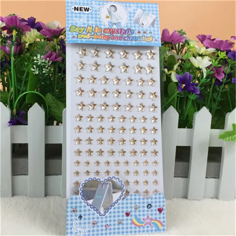 

Scrapbook stickers Crystal Acrylic champagne Five-pointed star Stickers Kids Glass Frame decoratio Kindergarten award stickers