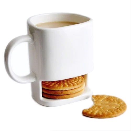 

1PC 8.8oz Dunk Mug Ceramic Cookies Mug Cookie Coffee Mug Cup with Biscuit Pocket Holder