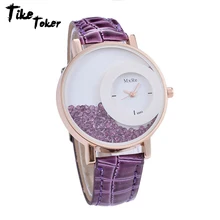 Тике Toker новая мода кожаный ремешок Для женщин Rhinestone наручные часы Повседневное женское платье часы Кристалл одноцветное Цвет Горячая Relogio