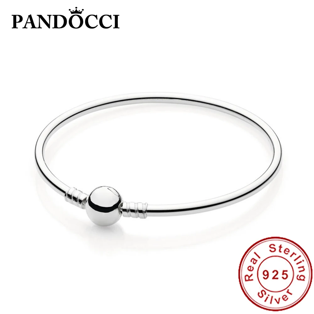 

PANDOCCI 100% 925 Sterling Silver 1:1 Original 590713 BANGLE BRACELET Luxury Colorful and Subtle Fresh Women's Jewelry Gift