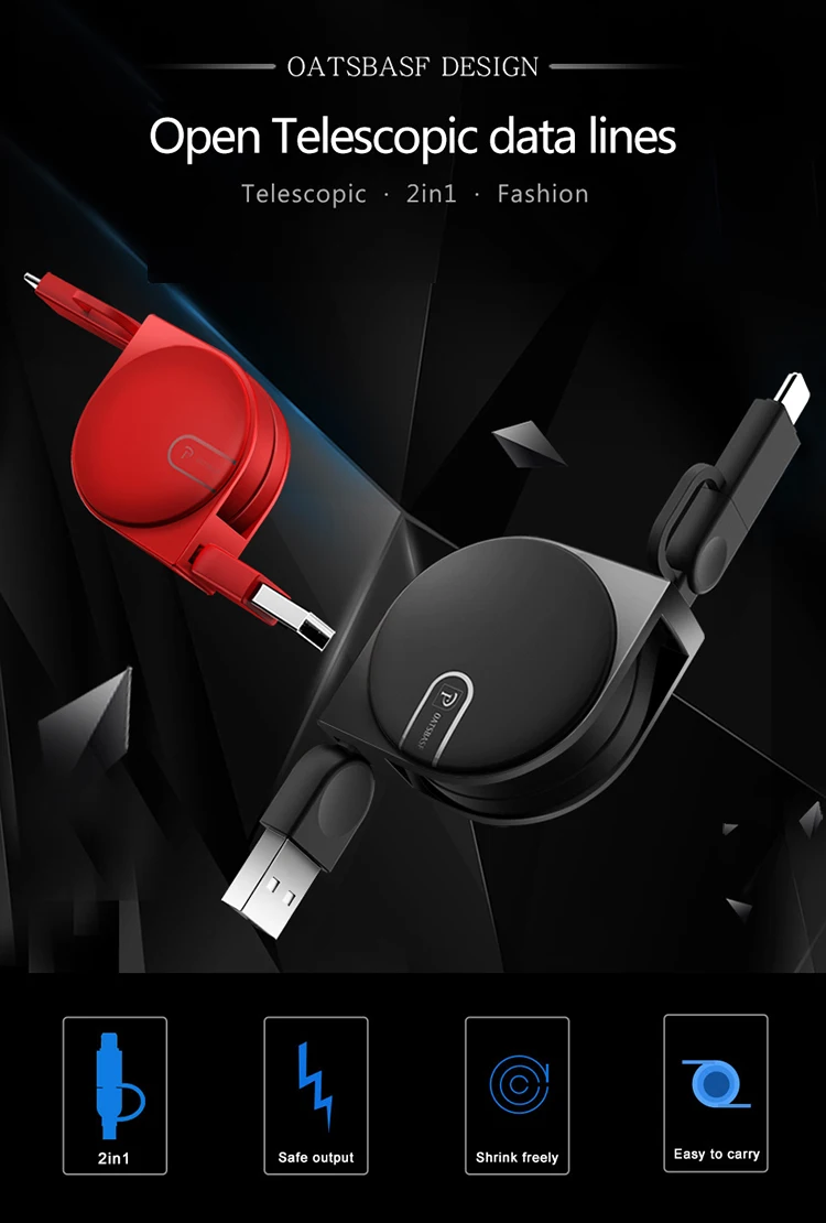 Oatsbasf 2 в 1 Micro USB кабель для iPhone X 6 7 8 Plus 6s 5 5S Se iPad 2 Быстрая Зарядка Кабели зарядное устройство для мобильного телефона Шнур адаптер