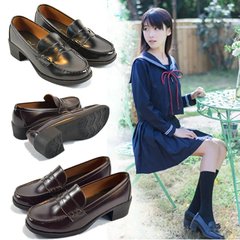 

Love Live Japanese Student Shoes College Students Girl Shoes JK Commuter Uniform Shoes PU Leather Cospaly Shoes