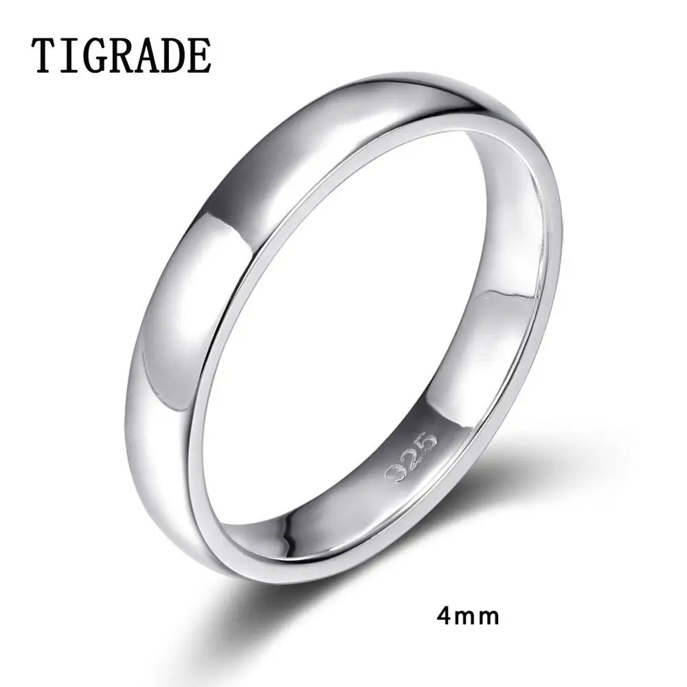 Tigrade 2/4/6 мм Для женщин Серебряное кольцо полированный обручальное кольцо 925 пробы Серебряные Кольца простой Обручение Bague женских украшений - Цвет основного камня: 4mm