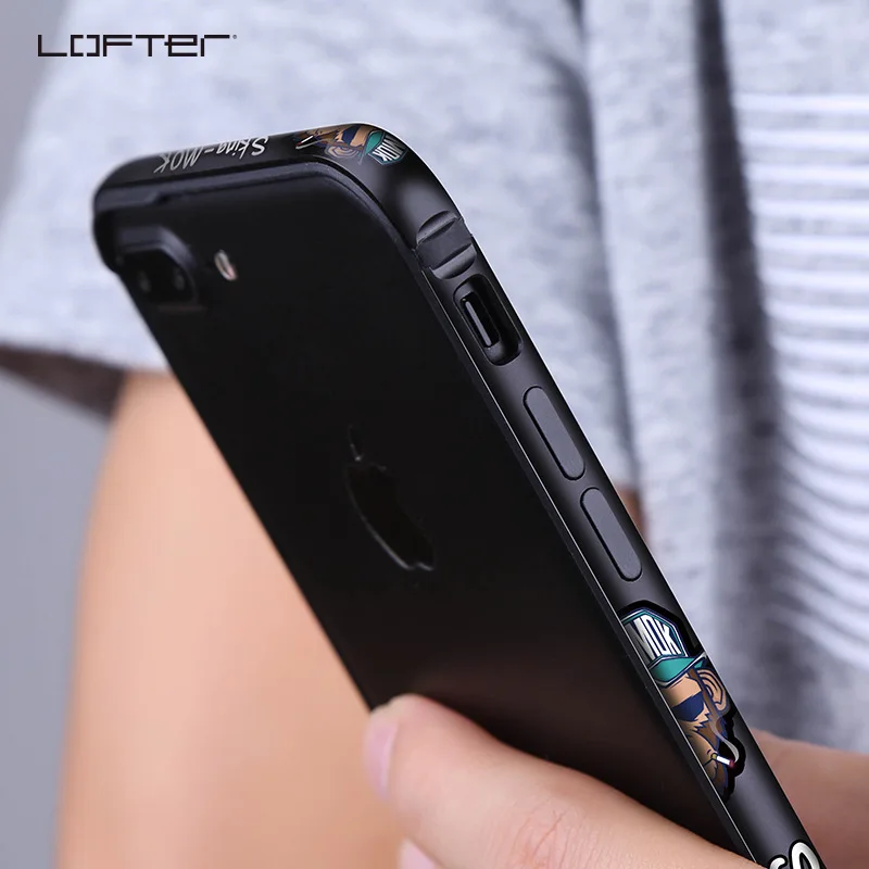 Lofter Алюминиевый металлический бампер для Apple iPhone 7 8 iPhone 7 8 Plus чехол рамка с изображением мультфильмов металлический чехол Защитный ковер ...