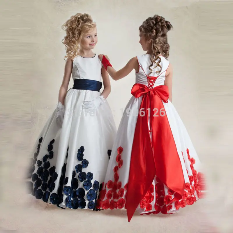 Hermosa Bloemenmeisjes jurk rojo azul marino Vestidos niña para bodas  Vestidos de comunion niños vestido de fiesta con cordones - AliExpress Bodas  y eventos