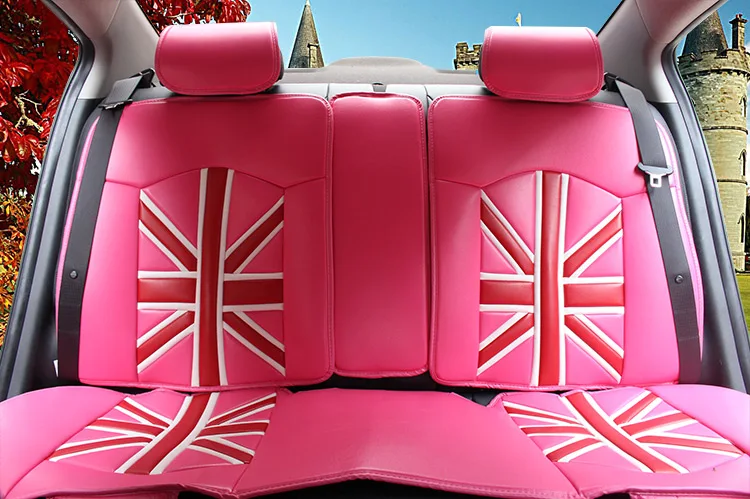 Красные автомобильные подушки с принтом флага Великобритании "Юнион Джек Лето искусственная кожа черный/розовый чехлы для сидений автомобиля mazda m6 для электронный контроллер дросселя для Honda Civic CRV volvo четыре сезона универсальный