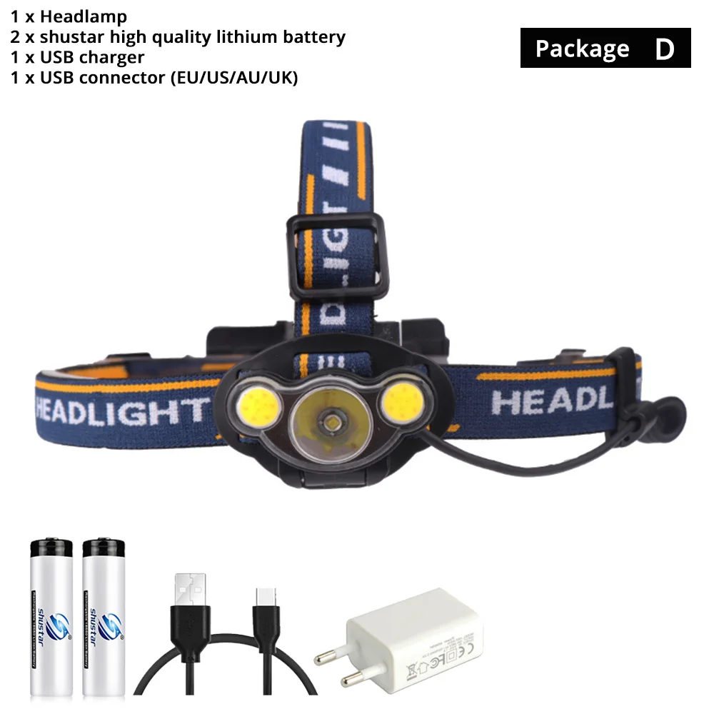 Супер яркий светодиодный налобный фонарь белый светильник+ красный светильник рыболовный головной светильник 7 светильник ing режима светодиодная вспышка светильник Применение 2x18650 батареи - Испускаемый цвет: Package D