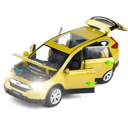  High simulation 1:32 scale pull back Honda CRV alloy car6 open door music flash car model toysmetal