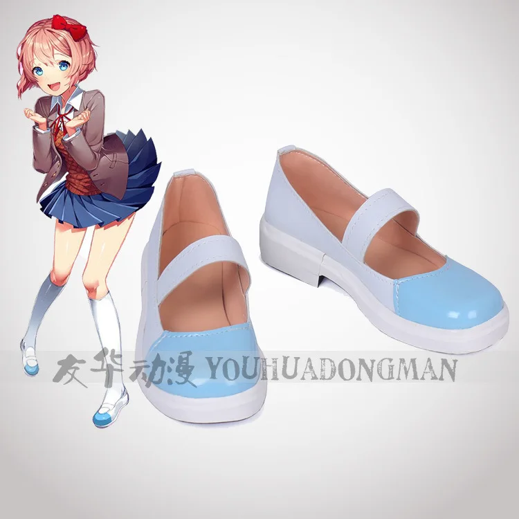 

Game Doki Doki Literature Club Yuri cosplay shoes DDLC Sayori role play anime flat shoes Girl Natsuki Lolita shoes
