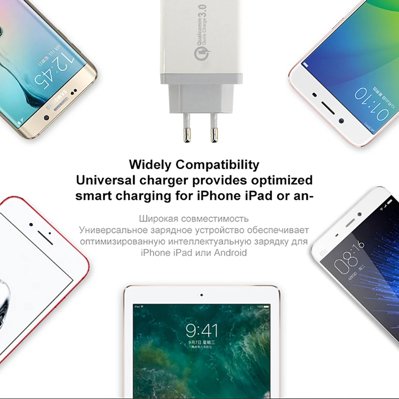 3 порта быстрое зарядное устройство QC 0 30 Вт USB настенное для iPhone 7 8 Samsung S8 S9 Huawei Xiaomi