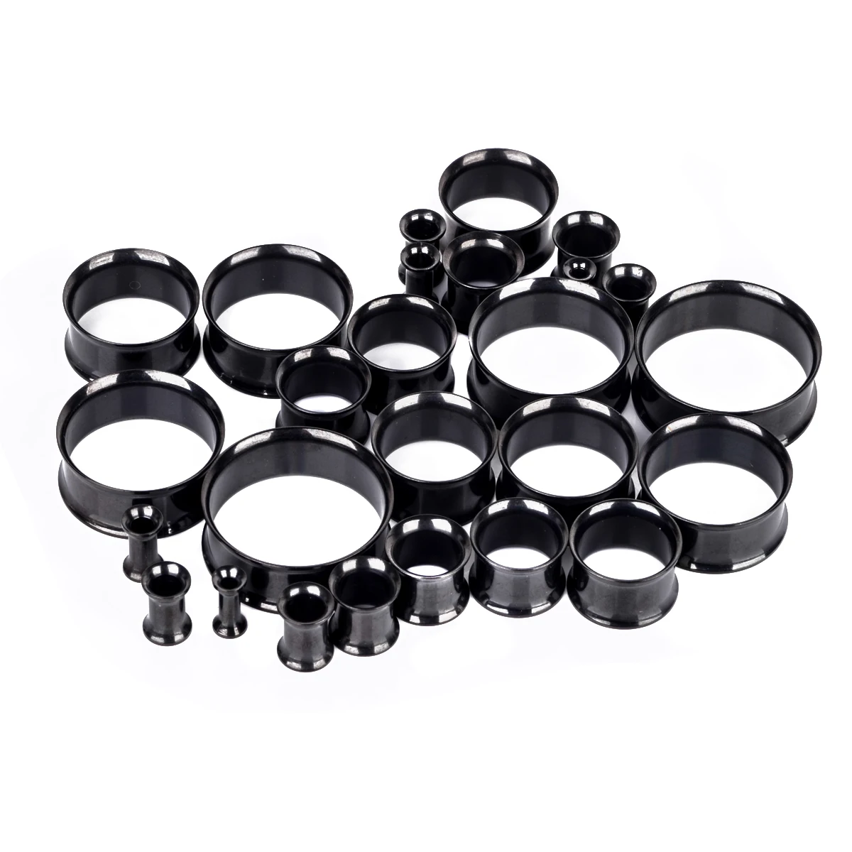 1 Pair Black Stainless Steel Ear Stretcher Expansion Shellhard Hollow Ear Gauges Plugs Flesh Tunnels Body Piercing Jewelry