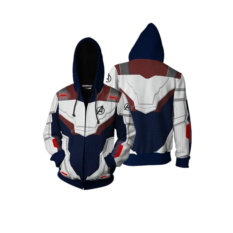 Men Avengers Endgame Cosplay Quantum Realm Hoodie 3D Print Jacket Superhero Zipper Sweatshirt Long sleeve Unisex