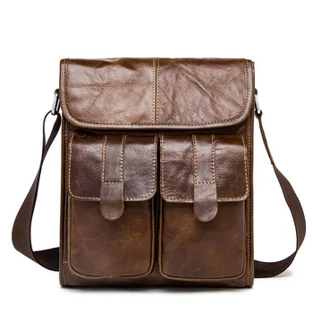 

Cowhide Men Shoulder Bag Saco Homes Genuine Leather Crossbody Shoulder Bag Male Flap Coffee Brown Black Bolsa