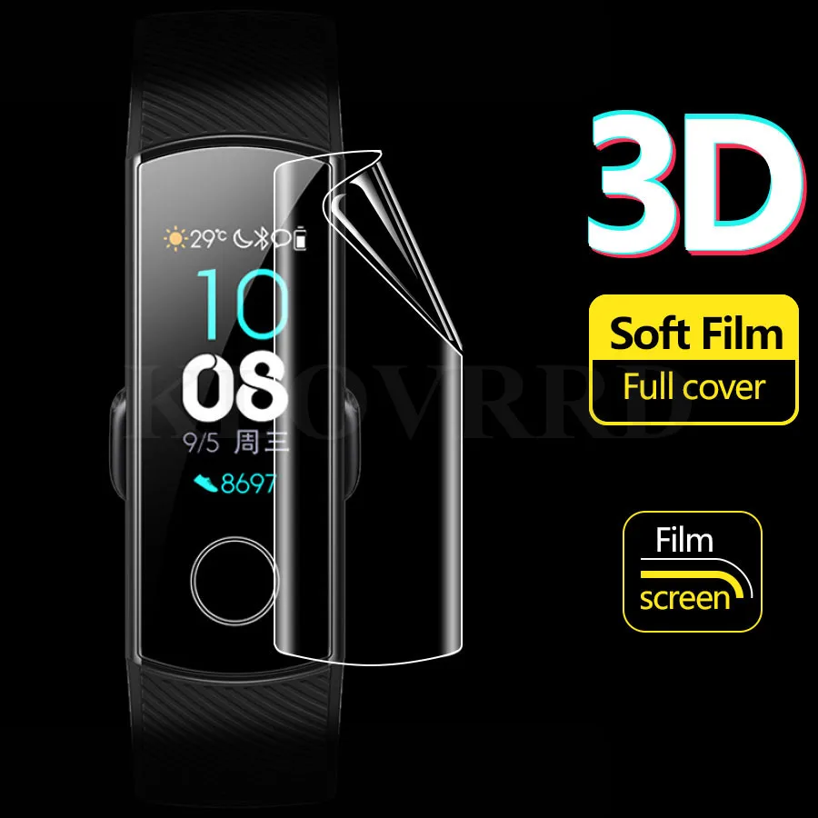 

5pcs/lot 3D Full Cover Soft TPU Screen Protector For Huawei Honor Talk Band 3 A2 B2 B3 Smart Band 4 5 Lite Pro 3E ERIS B19 Zero