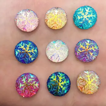 

25pcs Resin AB color snowflake round/FlatBack Appliques/Christmas DIY craft K15