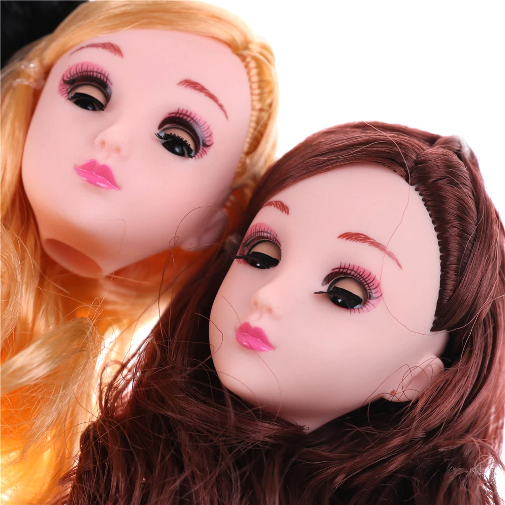 

1/6 Original Doll Head For DIY Gift Doll Accessories Girls 4D Eye Doll Head Long Hair