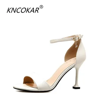 

KNCOKAR 2018 summer fashion bag and kitten heel sandals sexy stiletto heels patent leather women's shoes heel height 8CM