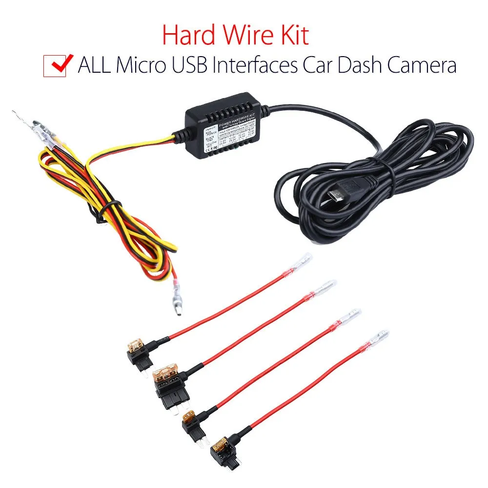 Hardwire Kit Universal Micro Usb Hardwire Fuse Kit 12v To 5v Power Adapter  Cable For Mini 0906 /0805p/mini0807 Dash Camera - Dvr/dash Camera -  AliExpress