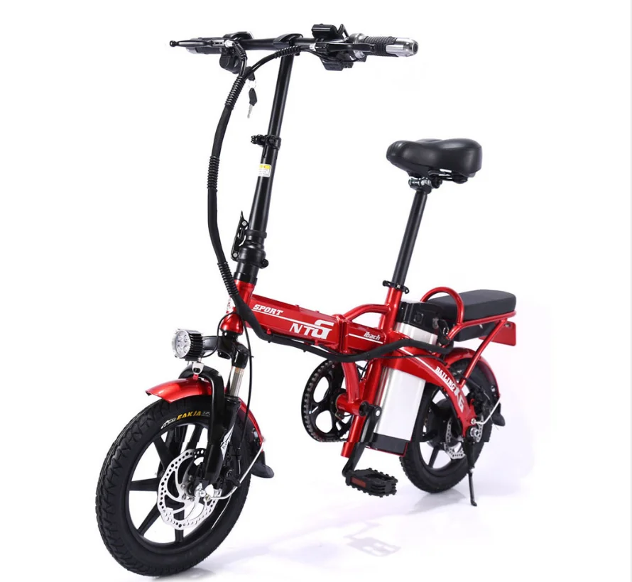  Electric Bicycle 48V Two Wheels Electric Bicycle 14 Inch Brushless Motor 250W Foldable Mountain Bik
