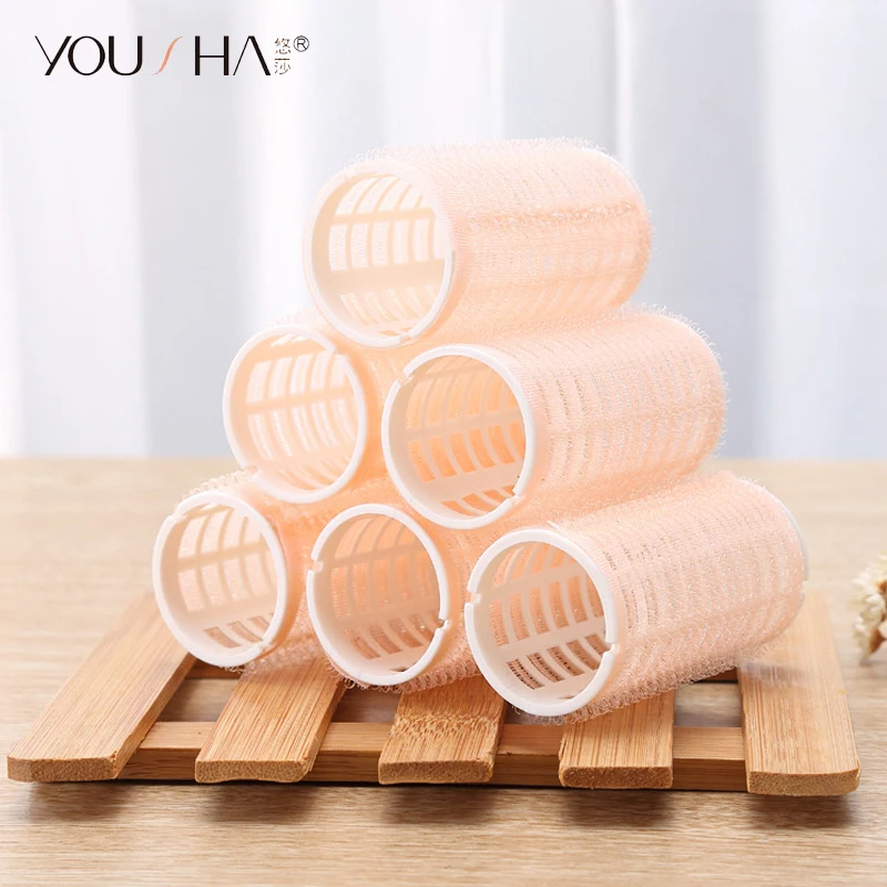 

YOUSHA 6pcs Hair Rollers Magic Hair Curlers Soft Plastic Curlers DIY Roller Self Grip Curling Hairstyle Tool Large Bouncy Curls