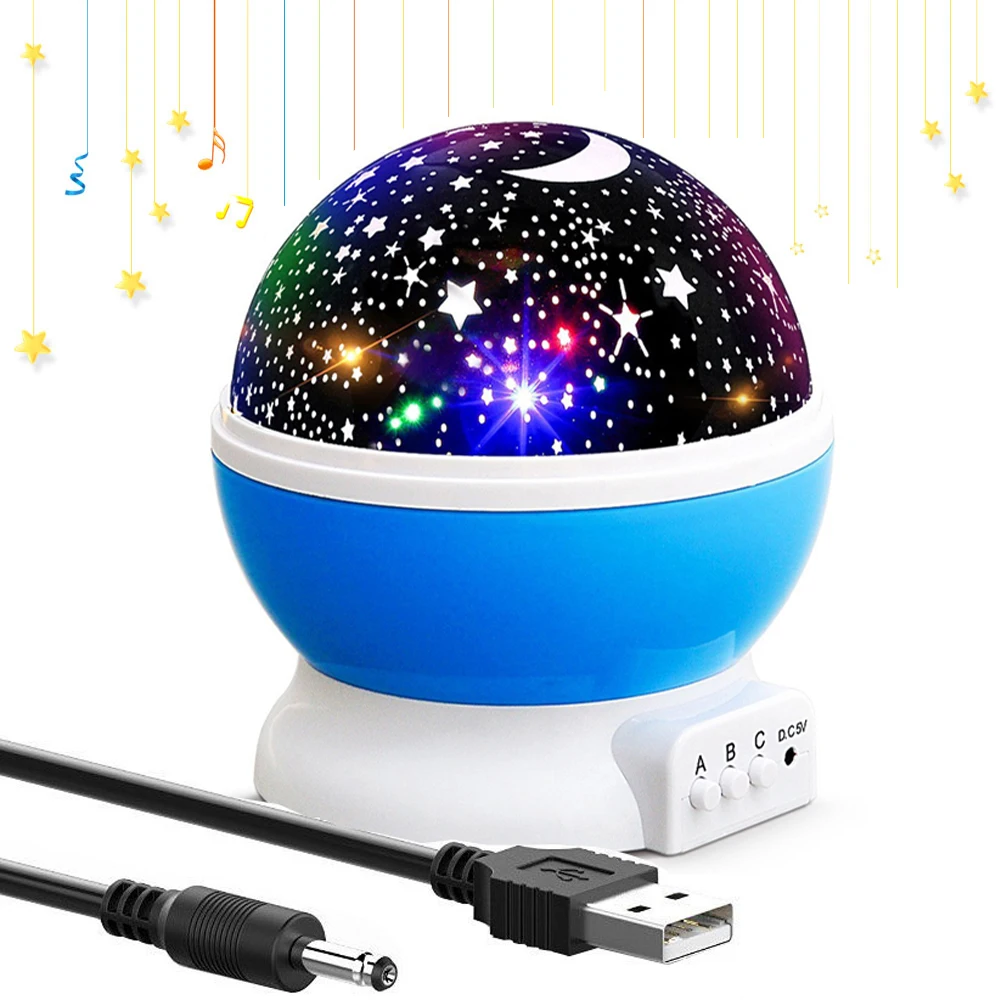 LED Rotating Night Light Starry Sky Projector Moon Lamp support font b Battery b font USB