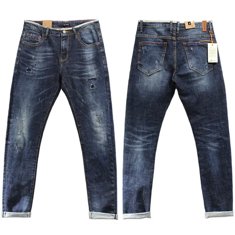 2017 New Arrival Nigrity Zipper Fly Slim Mid Pencil Pants Midweight Full Length Solid Pockets Jeans