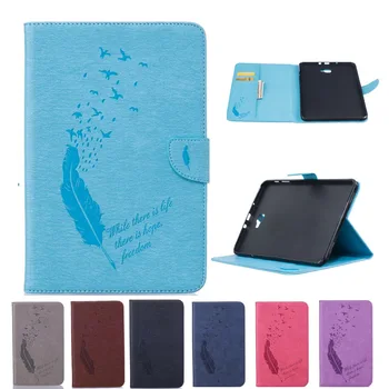 

Feather Covers Case for Samsung Galaxy Tab E 8.0 T377 T377V SM-T377 8.0 inch Card Slot with Stand Case Wallet TPU Cover+film+pen