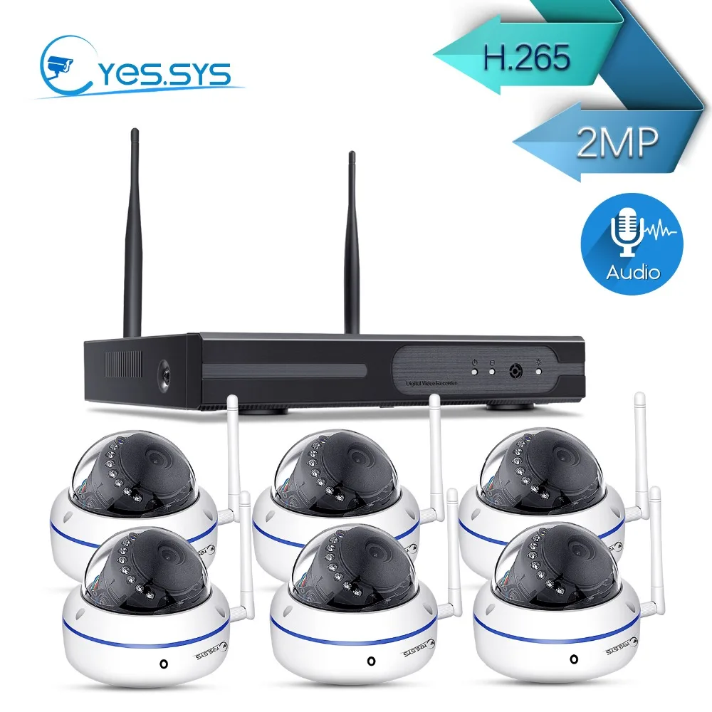 

eyes.sys 6*1080P Dome IP Camera with microphone+8CH 1080P Wireless NVR Wifi CCTV Camera System Audio Security Surveillance Kit