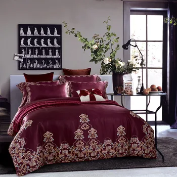 

2018 luxury Palace silk Bedding set duvet cover flat sheet pillows case 4pcs/king/queen size