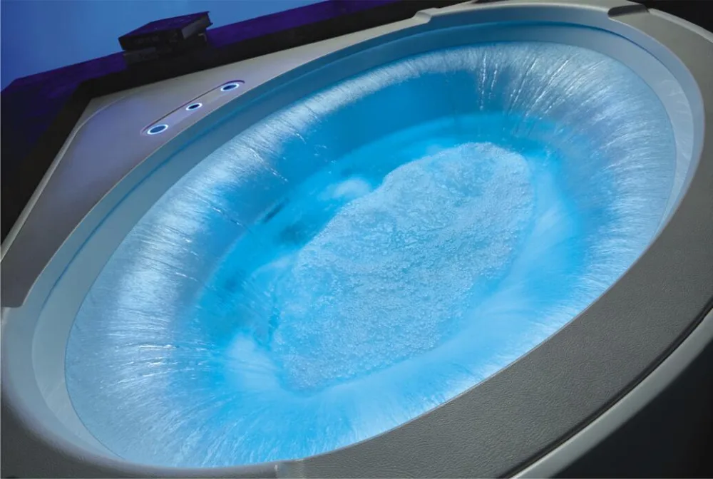 Description Picture 3 of item1550X1550mm Wall Cornor Surf Whirlpool Bubble Bathtub Acrylic Hydromassage Waterfall Colored lamps Triangular Tub NS1102