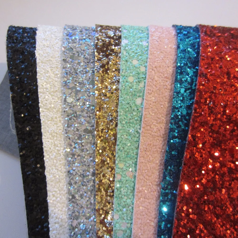 

8pcs A4 sheet 30cm x 21cm chunky glitter leather fabric fashion piece glitter PU fabric for diy fabrc CN173