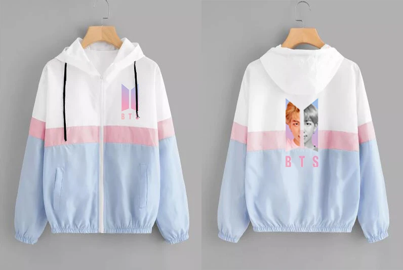 

2019 NEW KPOP V and jimin Kpop army Zipper hoodiesK-pop Female Fans Clothes KPOP Zipper hoodies popular Clothing