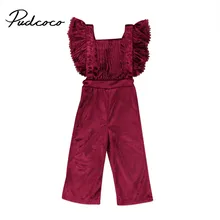 Детский бархатный нагрудник для девочек; комбинезоны с открытой спиной; однотонные детские комбинезоны для девочек; комбинезон; Одежда для девочек; сезон лето-осень