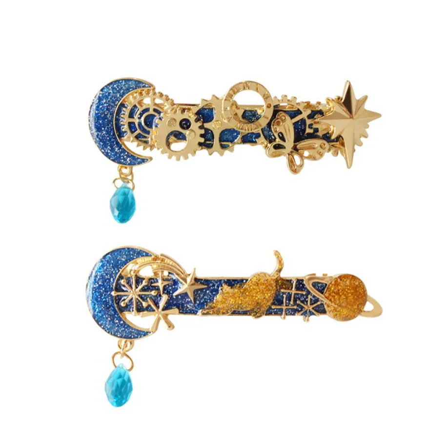 

Blue Galaxy Moon and Stars Mixture Gears Fashion Hair Clip