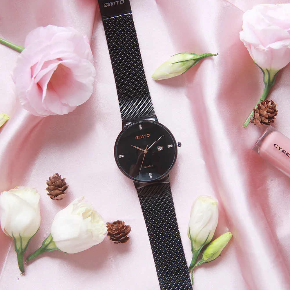 Stylish Casual Black Casual Women Watches Minimalism Rhinestone Calendar Japan Quartz Lady Wristwatch Holiday Lover's Gift Watch Stylish Casual Black Casual Women Watches Minimalism Rhinestone Calendar Japan Quartz Lady Wristwatch Holiday Lover's Gift Watch