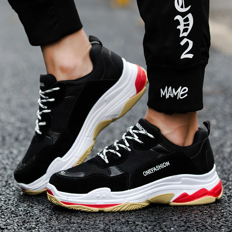 

New high quality fashion sports men shoes 2018 hot sale non-slip outdoor casual sports shoes men three-layer training shoes T001