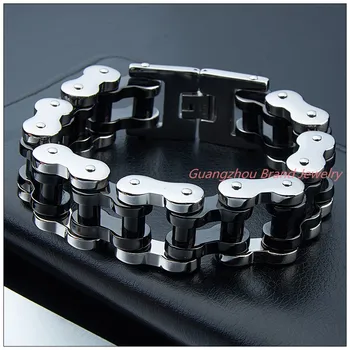 

9"*22mm 156g Huge Heavy 316L Stainless Steel Silver Black Color Motorcycle Chain Men's Bracelet Bangle Biker Jewelry Top Quality