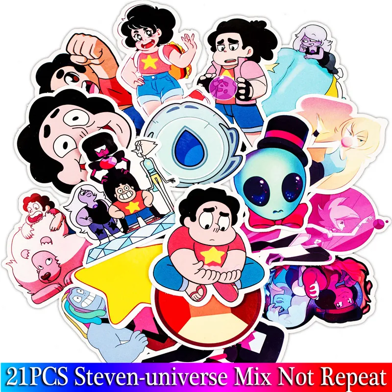 

21PCS Cute Cartoon Stickers Steven Universe Kids Toy Sticker For Skateboard Motorcycle Luggage Laptop Waterproof Sticker