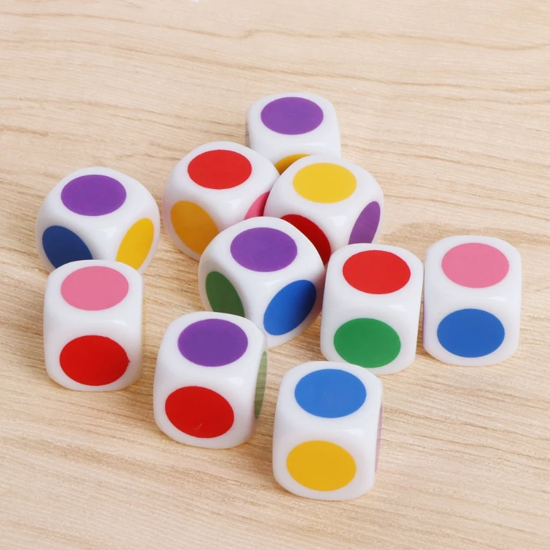 15 мм Разноцветные Акриловые кубические бусины в виде игральных костей шесть сторон d6 портативные настольные игры игрушки 10 шт