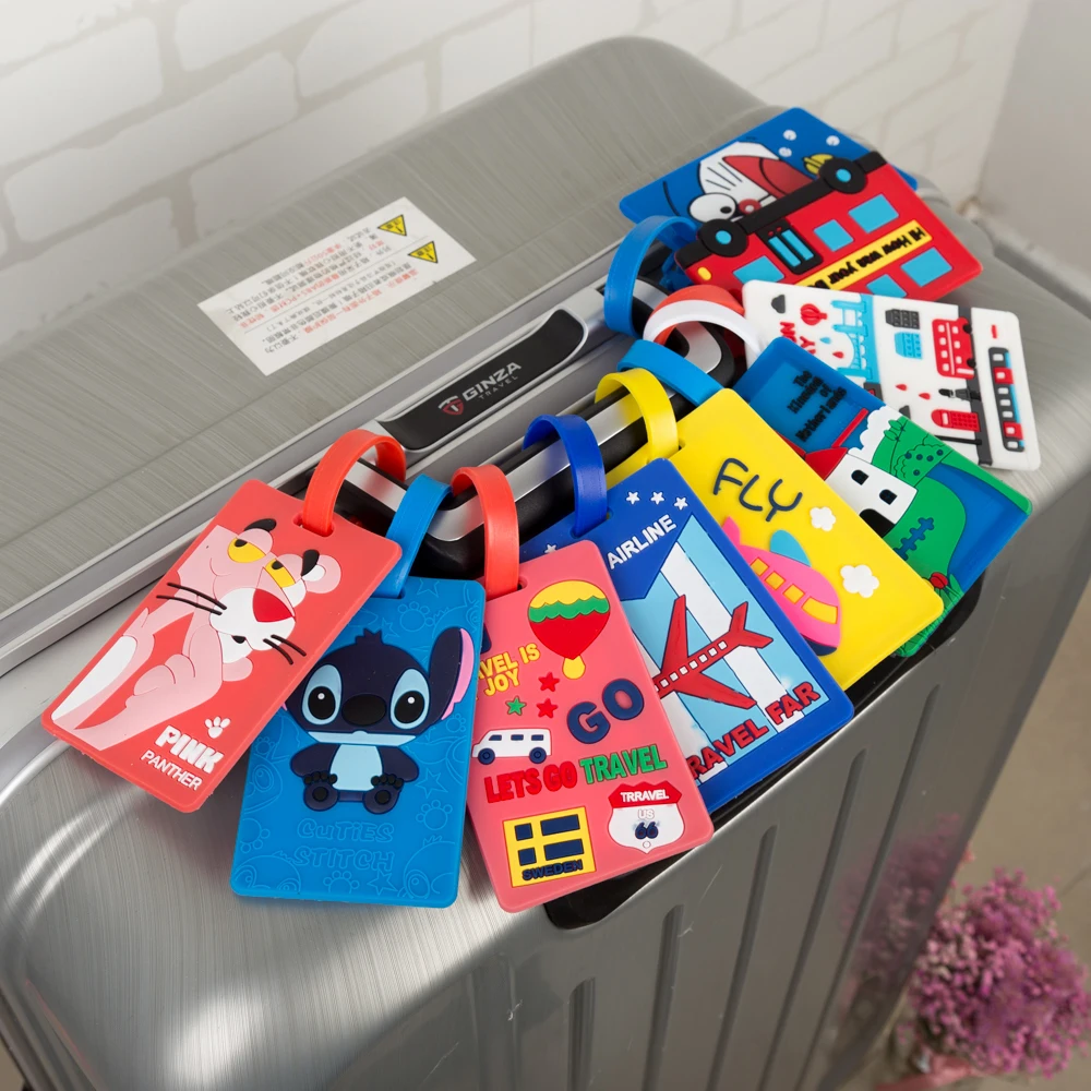 

Cartoon Travel Bag Accessories Luggage Tag Name Silicone Luggage Cover Suitcase Bus Case Tag Cute Portable Label