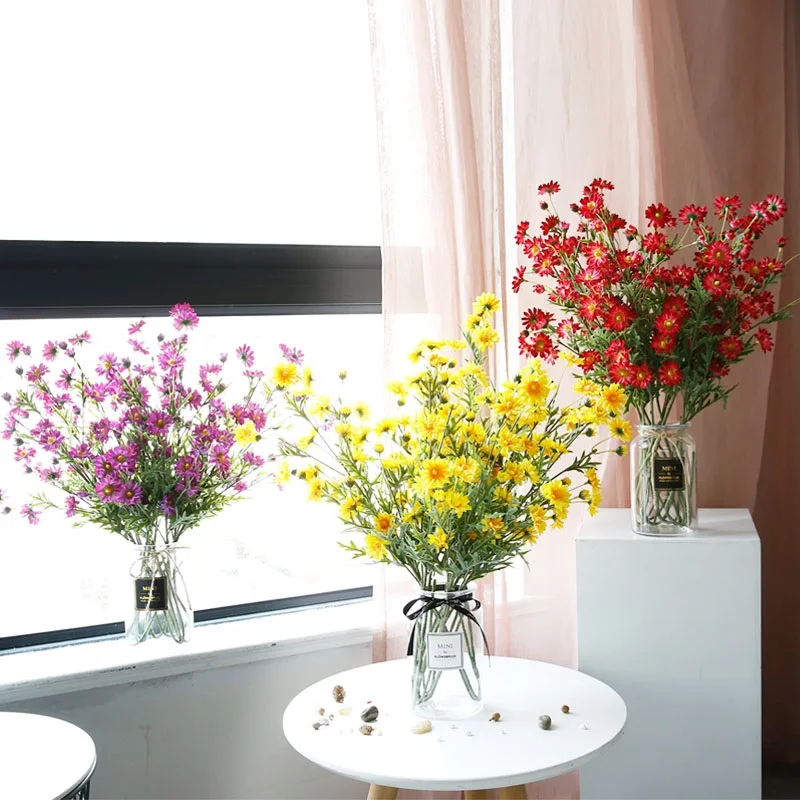 

Xuanxiaotong 1pcs 65cm Large Red Daisy Artificial Silk Flowers for Wedding party Decor Home Diy Decoration