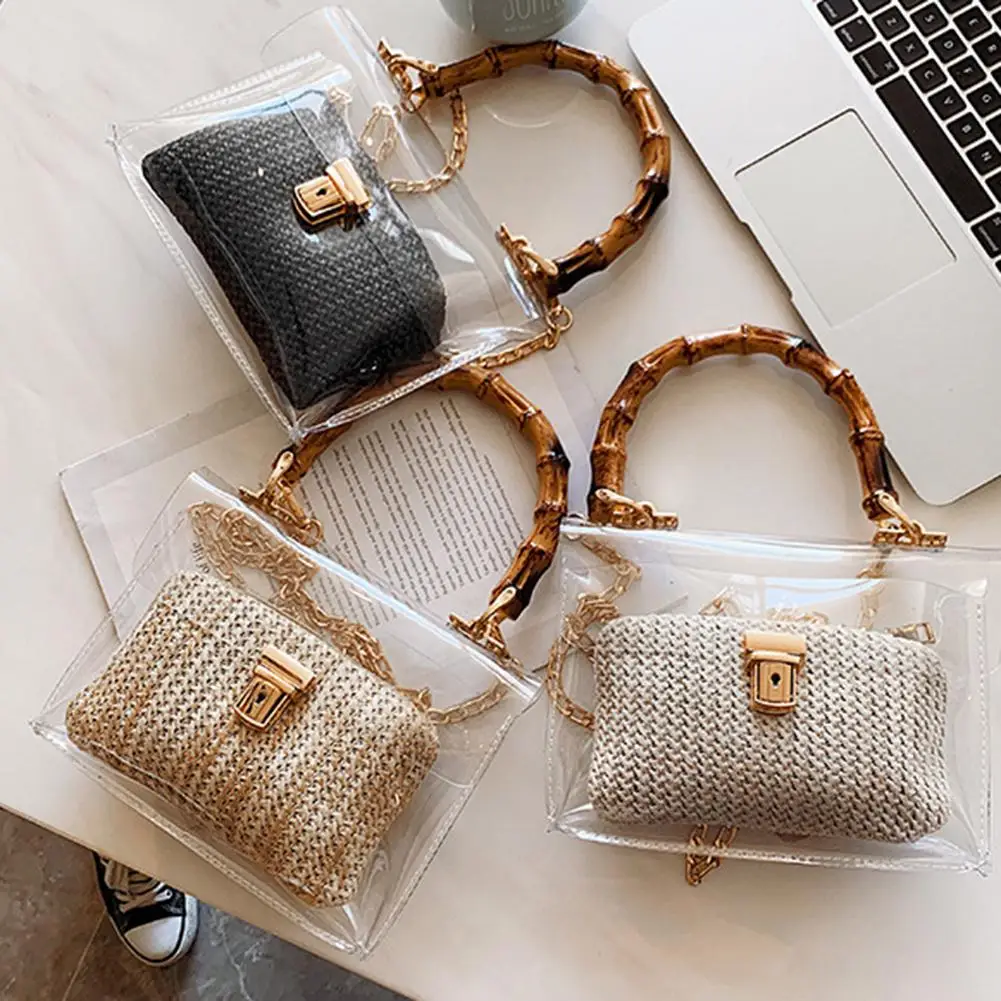 

Fashion Transparent Handbags Summer Chain Waterproof Shoulder Bag Wild Mother Crossbody Bags Clear Transparent Backpack